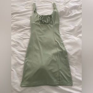 Sage Green Square Neckline Bodycon Dress